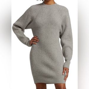Elegant Gray Long Sleeve Sweater Dress